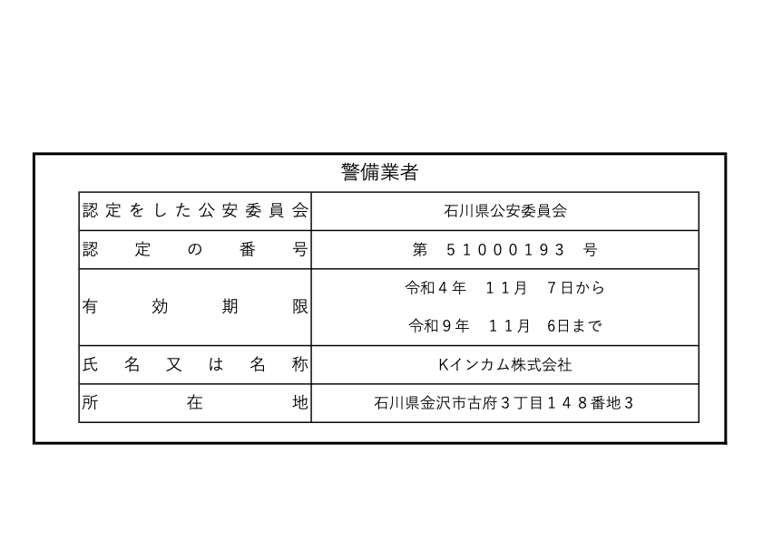 警備業許可標識